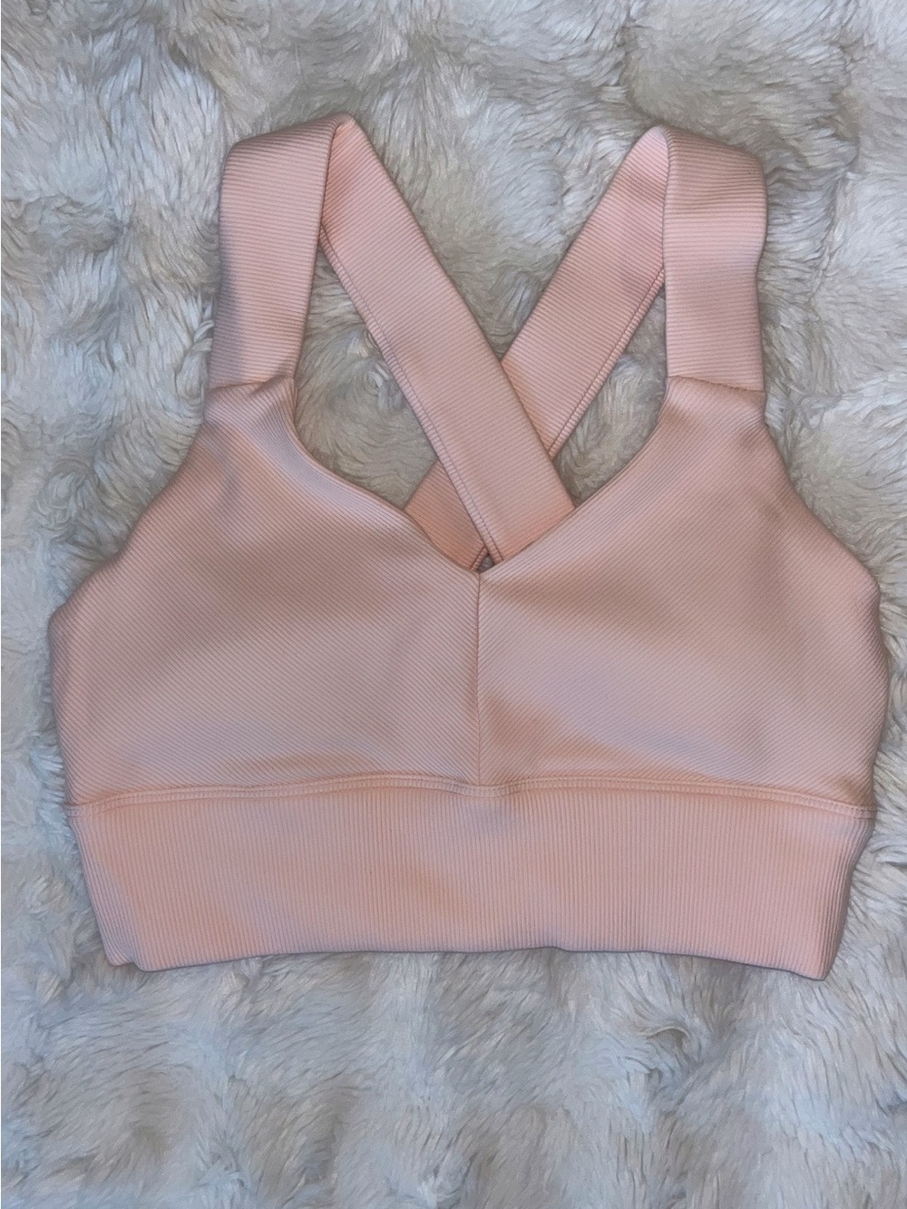 ✨NWOT Alo Yoga Emulate Bra Dusty Pastel Pink Peachy Glow🍑✨- Size S| RARE COLOR